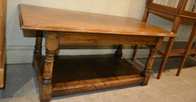 Lot 1207 - A 18th century or later oak coffee table, the...