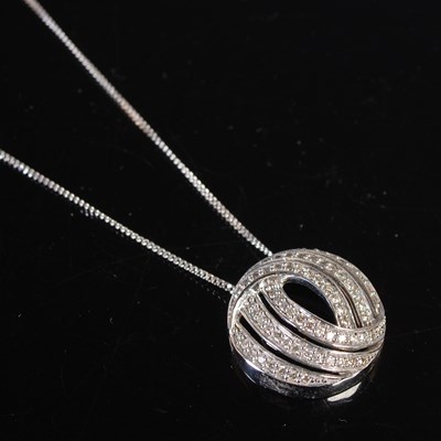 Lot 318 - Iliana, an 18ct white gold diamond pendant...