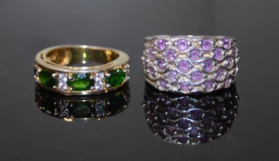Lot 325 - Two silver gem set rings, one silver set with...