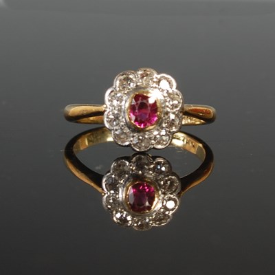 Lot 332 - A yellow and white metal ruby and diamond...