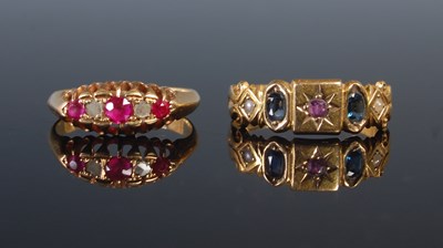 Lot 337 - Two late 19th century 18ct gold and gem set...
