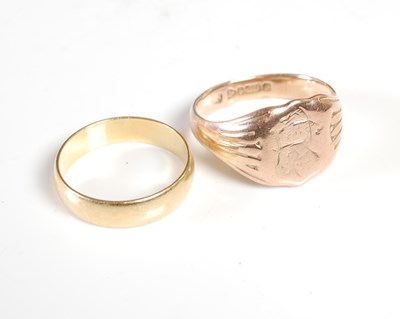 Lot 339 - Two gold rings, to include an 18ct gold...