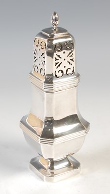 Lot 219 - A Birmingham silver octagonal sugar caster,...