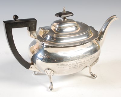 Lot 224 - A Sheffield silver teapot, with engraved...