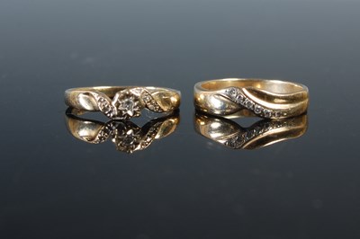 Lot 363 - Two 9ct gold and diamond chip interlocking...