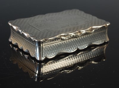 Lot 236 - A Victorian silver shaped oblong snuff box,...