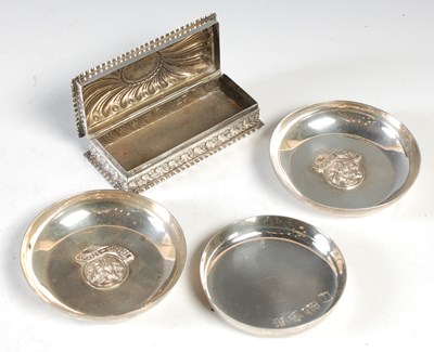 Lot 252 - A pair of silver circular dishes, with applied...