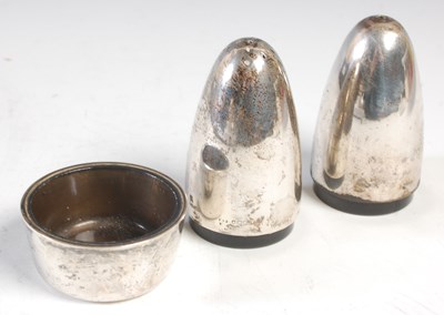 Lot 257 - A 1960s silver three-piece condiment set, with...