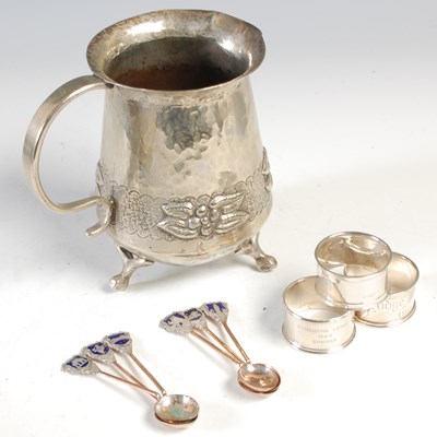 Lot 277 - A set of six Indian silver and enamel souvenir...