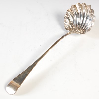 Lot 283 - A Scottish provincial silver soup ladle, Old...