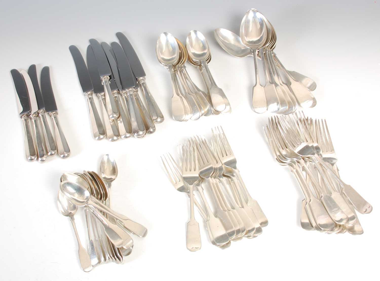 Lot 298 - A composite silver flatware service, fiddle...