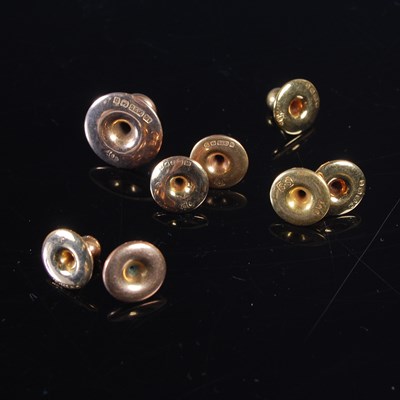 Lot 385 - Eight assorted gold shirt studs, to include...