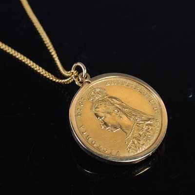 Lot 492 - A Victorian gold sovereign, dated 1887, in...