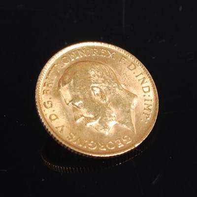 Lot 496 - A George V gold half sovereign, dated 1914....