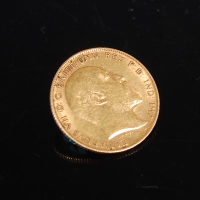 Lot 498 - An Edward VII gold half sovereign, dated 1910.