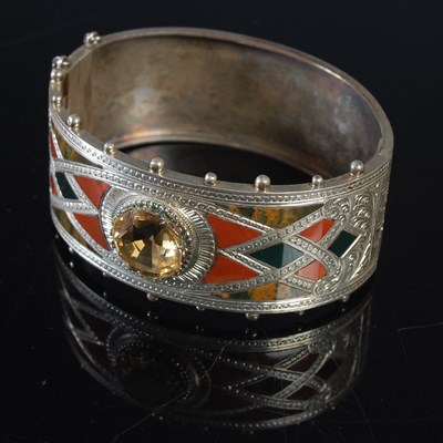 Lot 415 - A Scottish white metal citrine and pebble set...