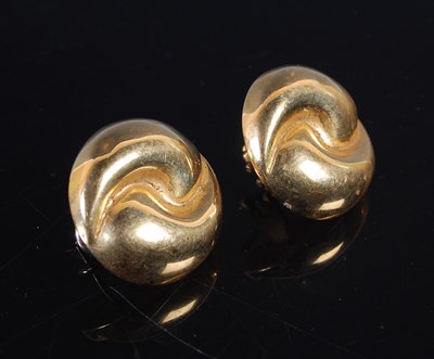 Lot 446 - A pair of 18ct gold earrings, 9.6g.