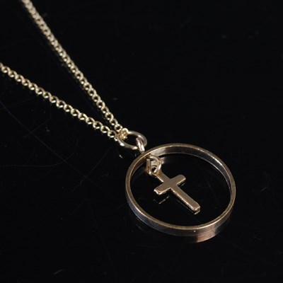 Lot 459 - A 9ct gold pendant necklace, with ring and...