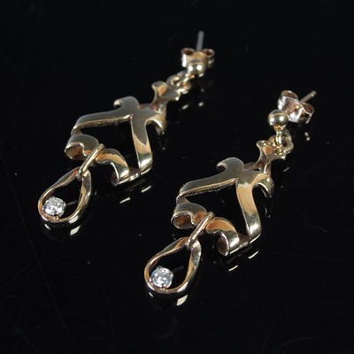 Lot 460 - A pair of 9ct gold and gem set pendant...