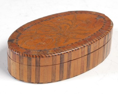 Lot 466 - A 19th century treen and marquetry inlaid oval...