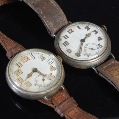 Lot 524 - Two World War I period trench watches....