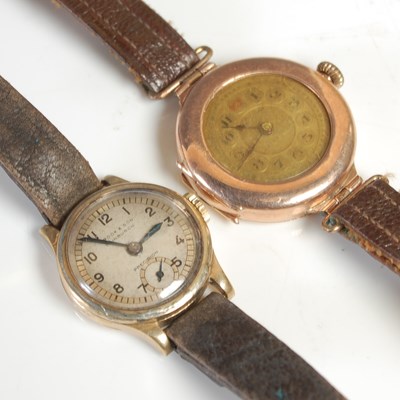 Lot 528 - Two ladies 9ct gold cased wristwatches....