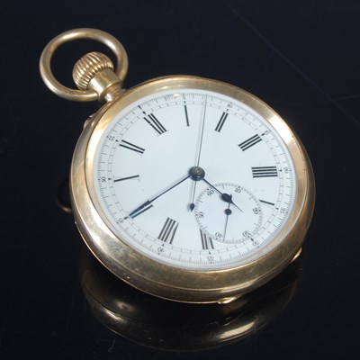 Lot 541 - An 18ct gold open faced pocket watch, the...