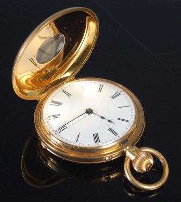 Lot 544 - An 18ct gold half hunter pocket watch, the...