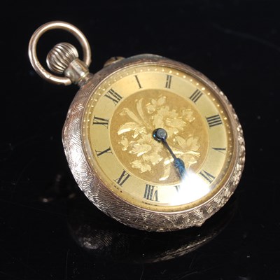 Lot 545 - A vintage 9ct gold fob watch, the dial with...