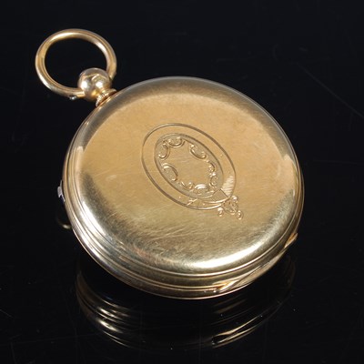 Lot 548 - An 18ct gold open faced key wind pocket watch,...