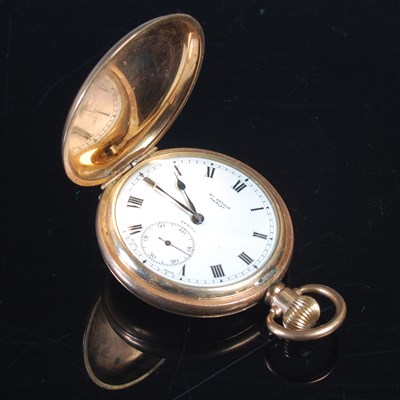 Lot 549 - A gold plated hunter cased pocket watch,...