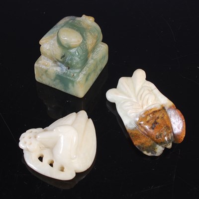 Lot 612 - A group of three Chinese hardstone carvings,...