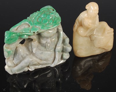 Lot 617 - Two Chinese hardstone Shou Lau carvings, to...