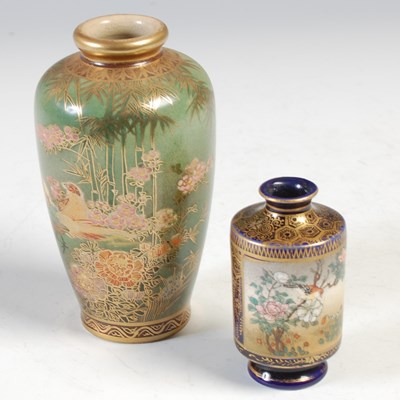 Lot 621 - A miniature Japanese Satsuma pottery vase,...