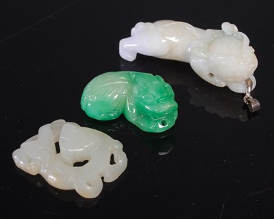 Lot 622 - A group of three Chinese jade stone carvings,...