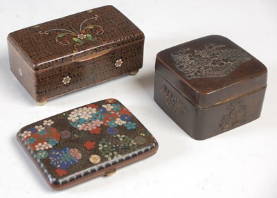 Lot 625 - A Japanese bronze square shaped box, late 19th...