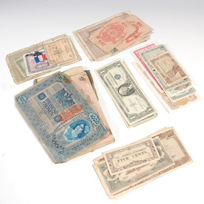 Lot 553 - A collection of assorted vintage bank notes,...