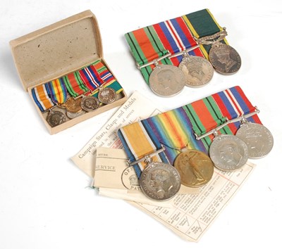 Lot 569 - A group of four Great War medals and...