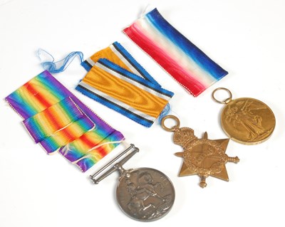 Lot 574 - Great War interest, a group of three medals,...
