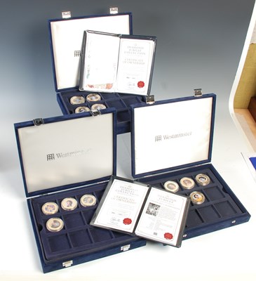 Lot 579 - Three cased sets of Westminster 24ct gold...