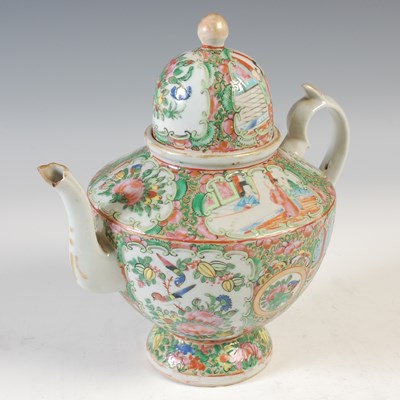 Lot 599 - A Chinese porcelain famille rose Canton teapot...