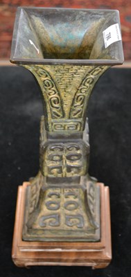 Lot 786 - A Chinese bronze archaic style Gu vase on...