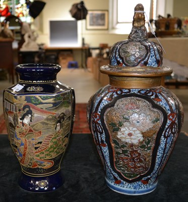 Lot 796 - An antique Japanese Imari porcelain jar and...