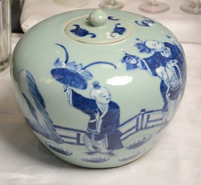 Lot 741 - A Chinese porcelain blue and white celadon...