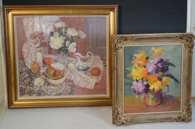 Lot 952 - Anne Donald (B. 1941) Still life with white...