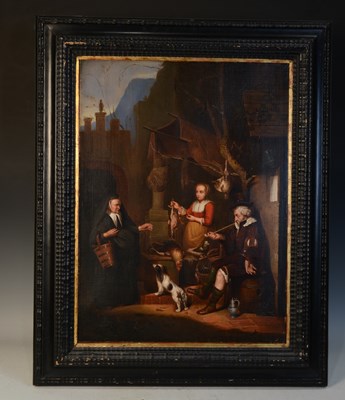 Lot 985 - After Gabrielle Metsu The poultry seller oil...