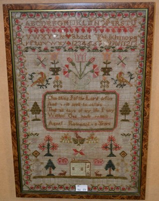 Lot 1010 - A 19th century needlework sampler by Agnes...