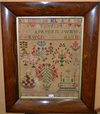 Lot 1011 - A late 19th century needlework sampler 
worked...