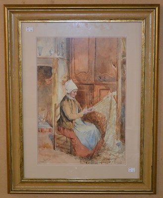 Lot 1024 - A Franz Gwilt interior scene with a lady...