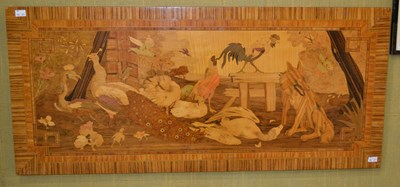 Lot 1176 - A marquetry inlaid rectangular panel inlaid...